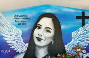 Mural muestra a Debanhi con alas de ángel en su capilla