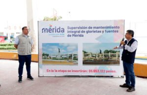 Ayuntamiento de Mérida embellece fuentes y glorietas en la ciudad