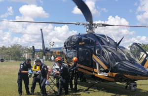 Trasladan en helicóptero de Tekax a Mérida a lesionado en accidente