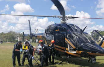 Trasladan en helicóptero de Tekax a Mérida a lesionado en accidente