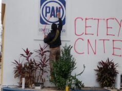 Marcha de la CNTE deja pintas en el Centro Histórico de Mérida