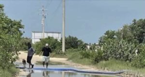 Vecinos de Sisal alertan por presuntas descargas de agua hacia humedales desde obra suspendida