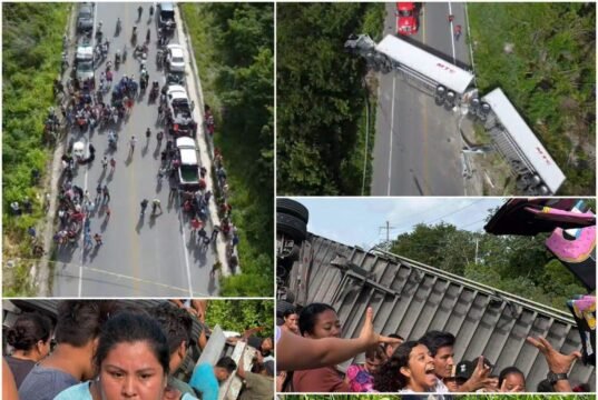 Volcadura de tráiler en Quintana Roo termina en rapiña; habitantes saquean mercancía de Suburbia